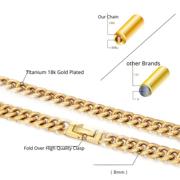 18K Titanium Gold Electro PVD Plating Necklace. Size 22in and 24in - Picture 3 of 4